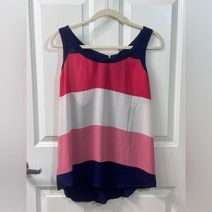 Express Colorblock Sleeveless Top - Navy, Pink, White Size Large